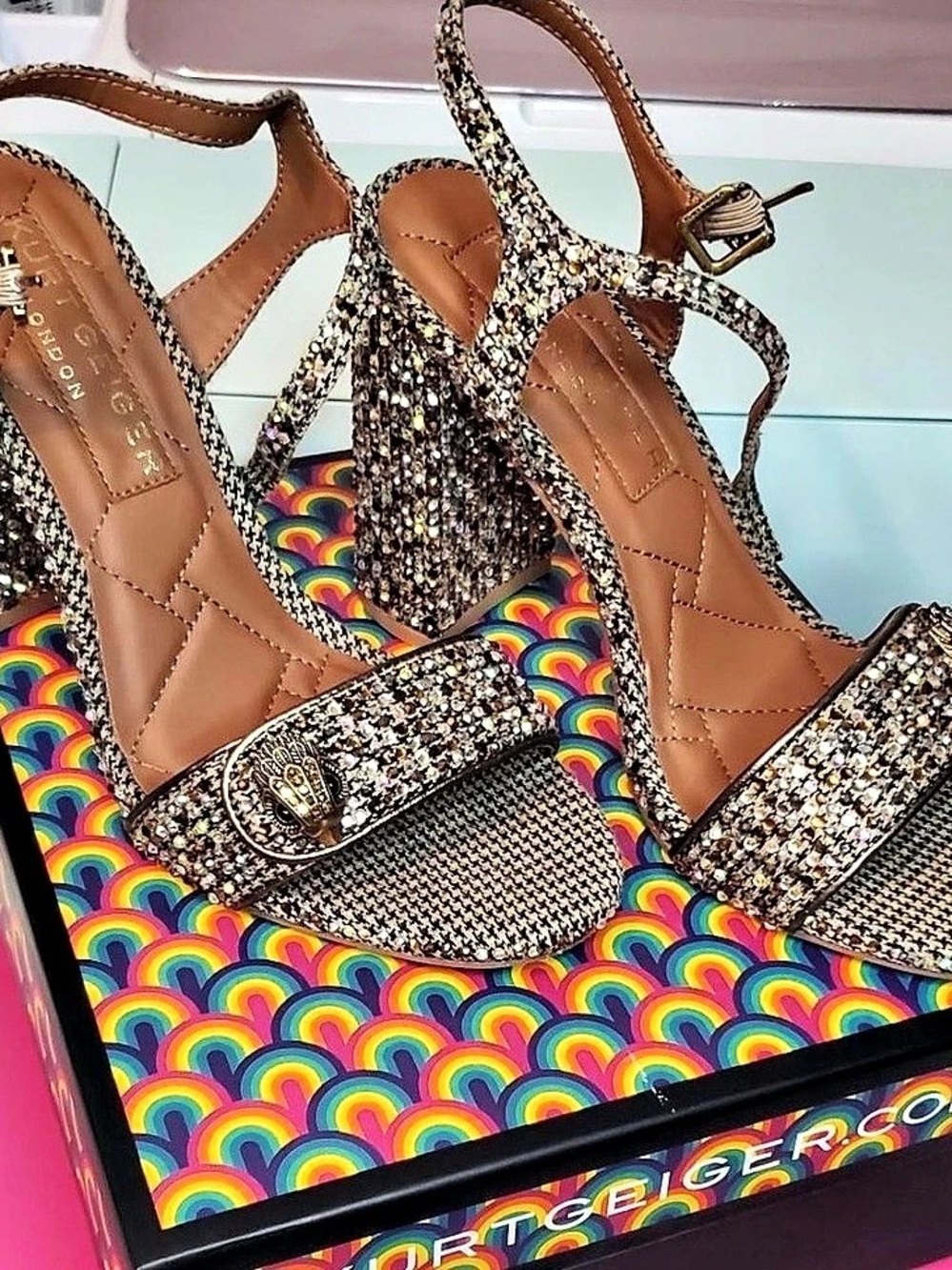 Kurk Geiger Embellished Heels in Brown & Black Like New